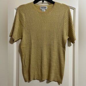 Alfred Dunner Gold Shimmering Sparkle Silk Blend Ribbed Sweater Size Large